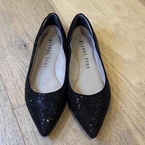 Gianni Bini Black Glitter Flats